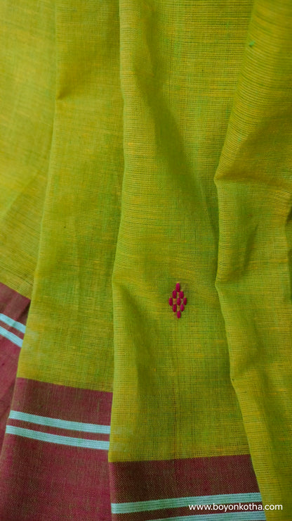 Shobuj Aalo – Green Dhonekhali Handloom Cotton Saree