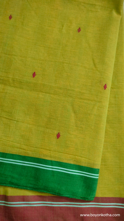 Shobuj Aalo – Green Dhonekhali Handloom Cotton Saree