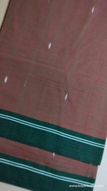 Mati’r Chhondo – Brown Dhonekhali Handloom Cotton Saree