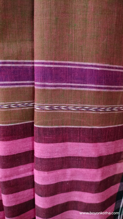 Mati’r Chhondo – Brown Dhonekhali Handloom Cotton Saree