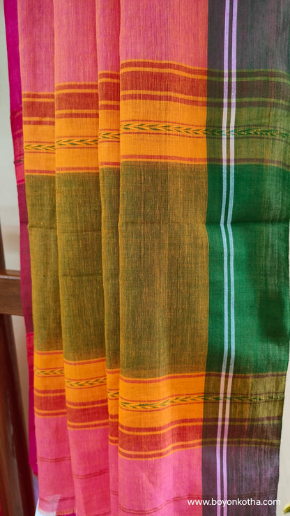 Abel Kotha – Peach Dhonekhali Handloom Cotton Saree
