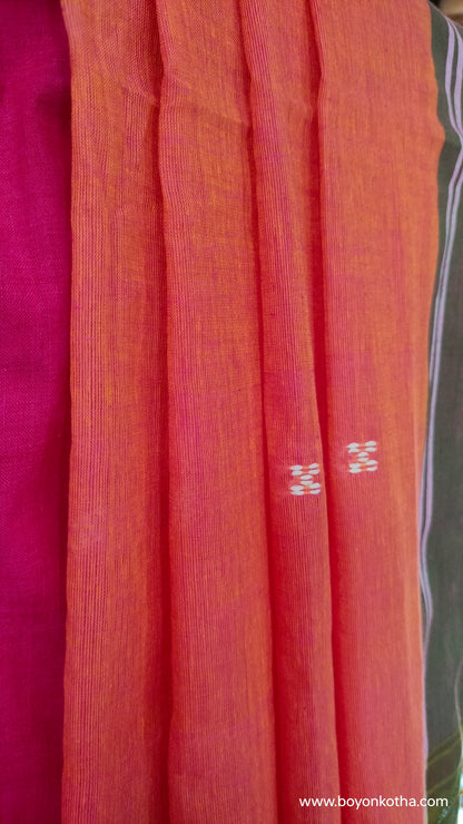 Abel Kotha – Peach Dhonekhali Handloom Cotton Saree