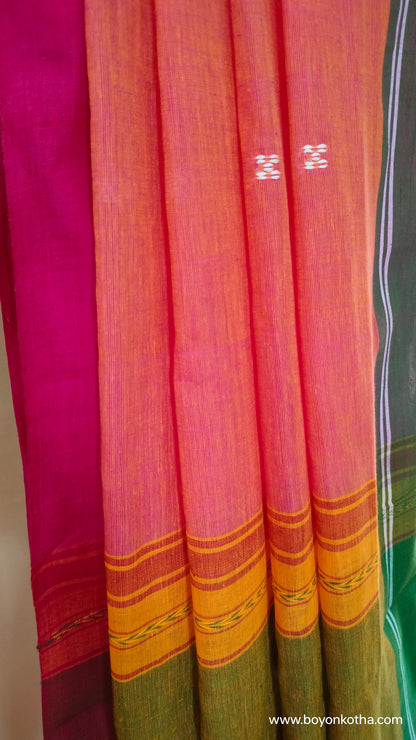 Abel Kotha – Peach Dhonekhali Handloom Cotton Saree