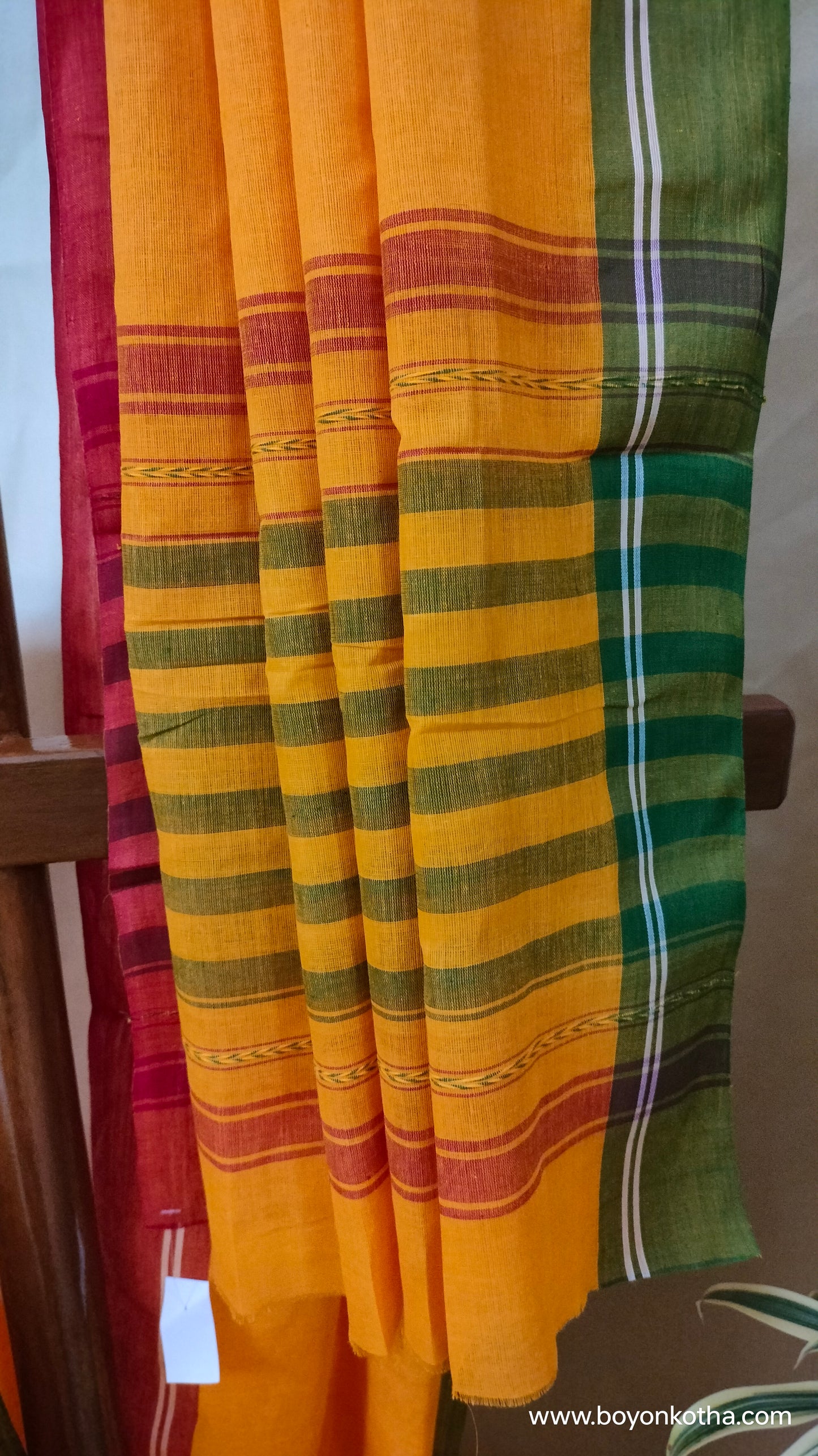 Golden Threads – Yellow Dhonekhali Handloom Cotton Saree