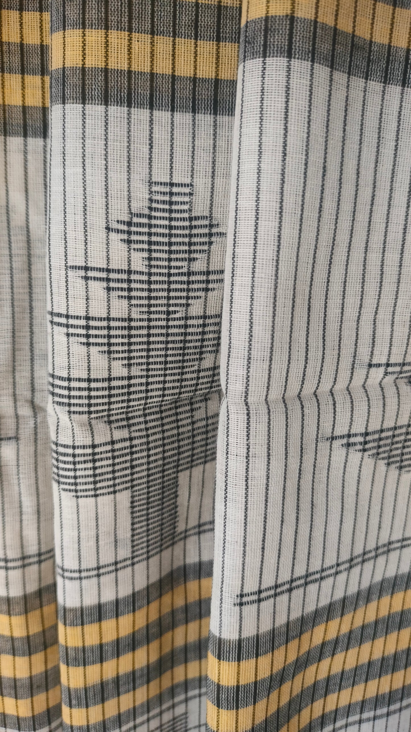 Basantarekha - Off-white Bengal Handloom Cotton Saree with Yellow Border