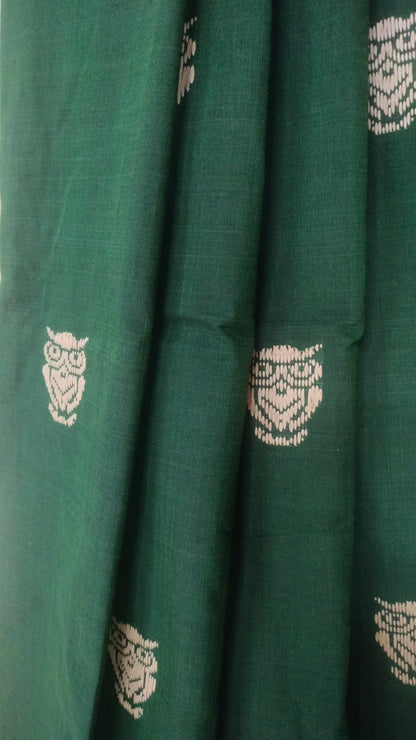 Nishibilashi - Bottle Green Dhonekhali Handloom Cotton Saree