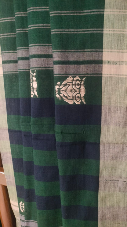 Nishibilashi - Bottle Green Dhonekhali Handloom Cotton Saree