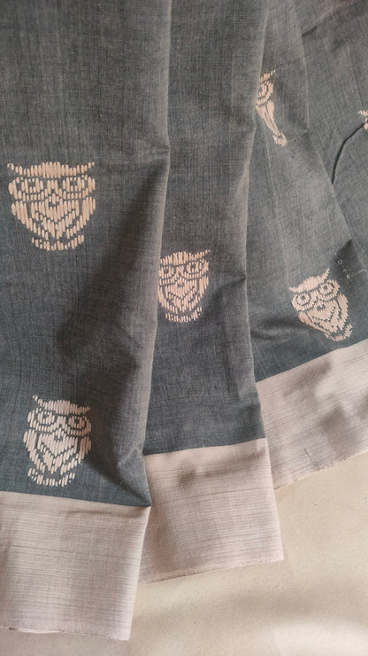 Dhushorbilashi - Grey Dhonekhali Handloom Cotton Saree