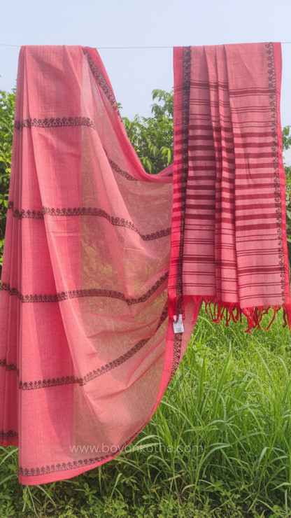 Golap Chhaya – Rose Pink Dhonekhali Handloom Cotton Saree
