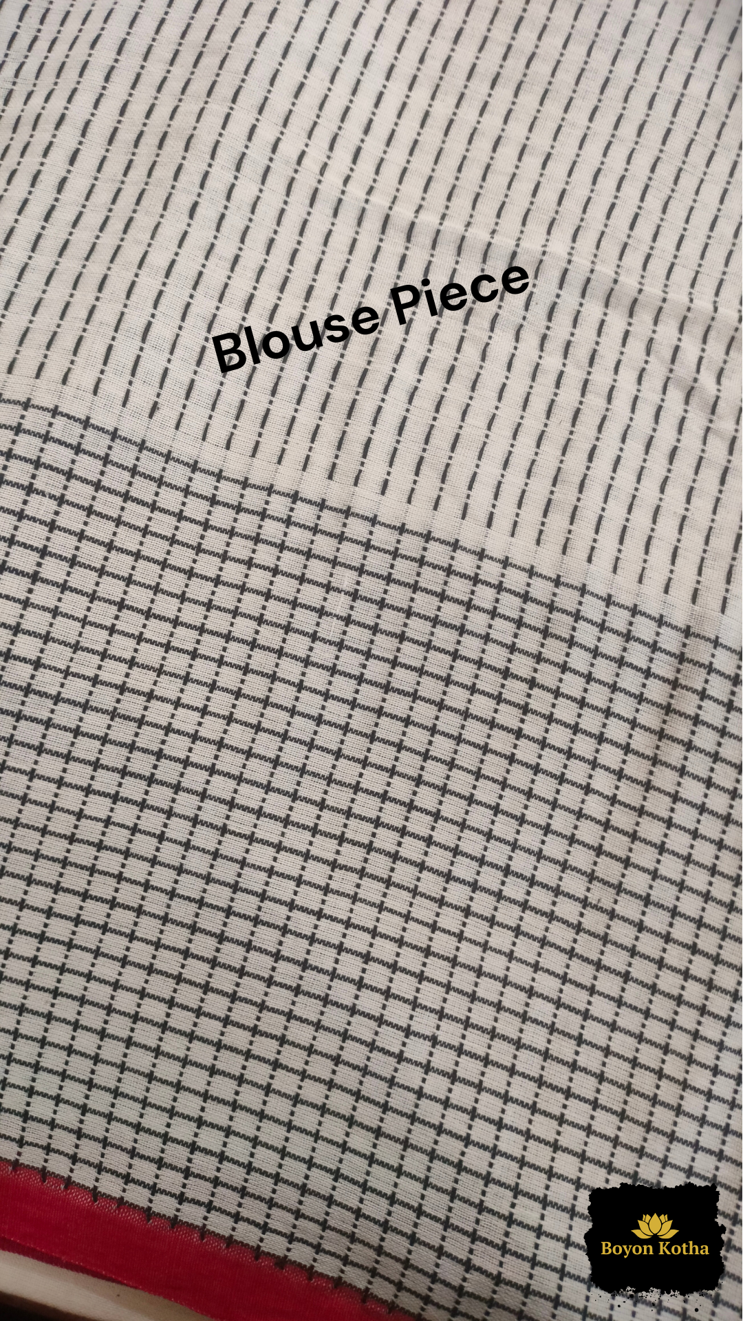 Shubhra Noor - White Handwoven Mercerized Cotton Saree with Black Woven Checks