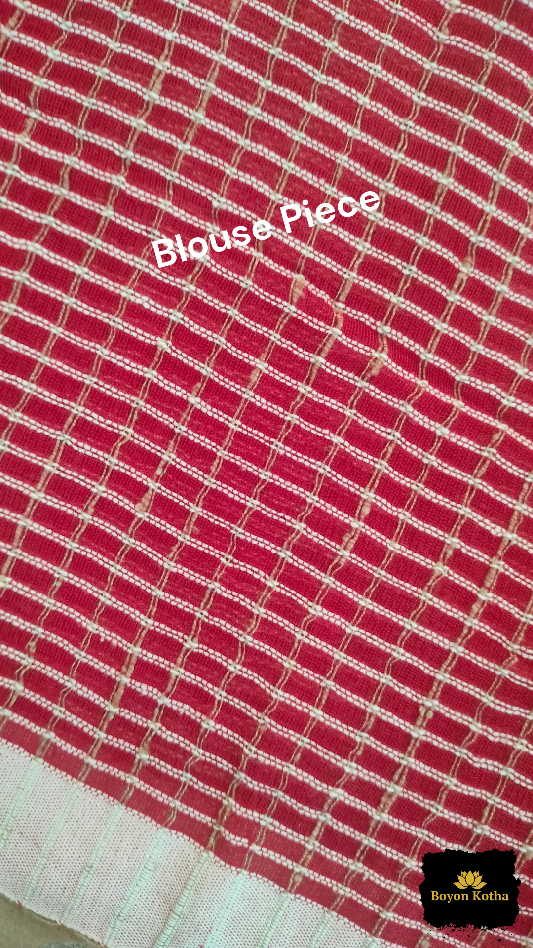 Ranga Sutra -  Red Handwoven Mercerized Cotton Saree with Woven White Stripes