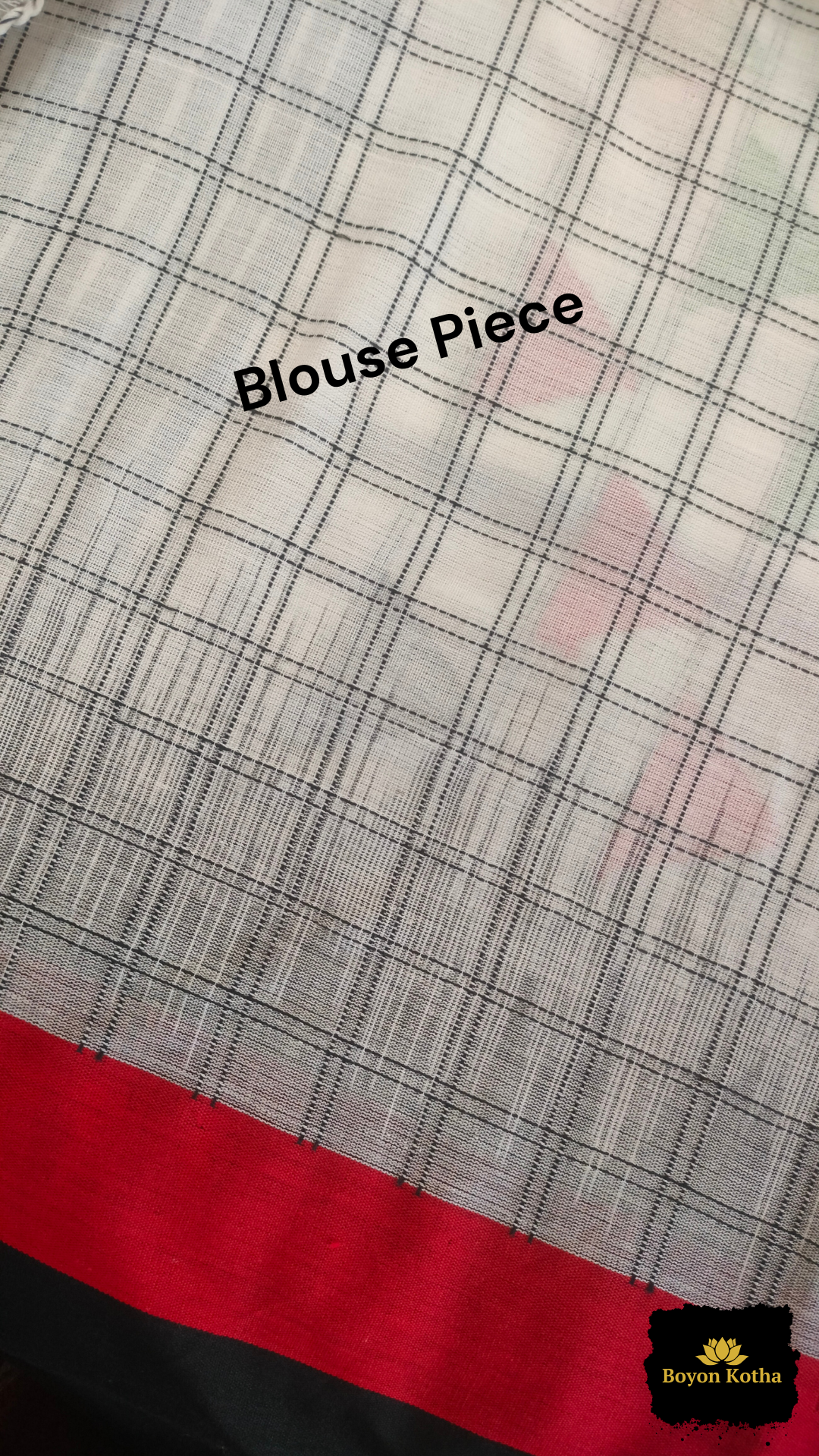 White Loomscape – White Handwoven Mercerized Cotton Saree with Woven Black Checks