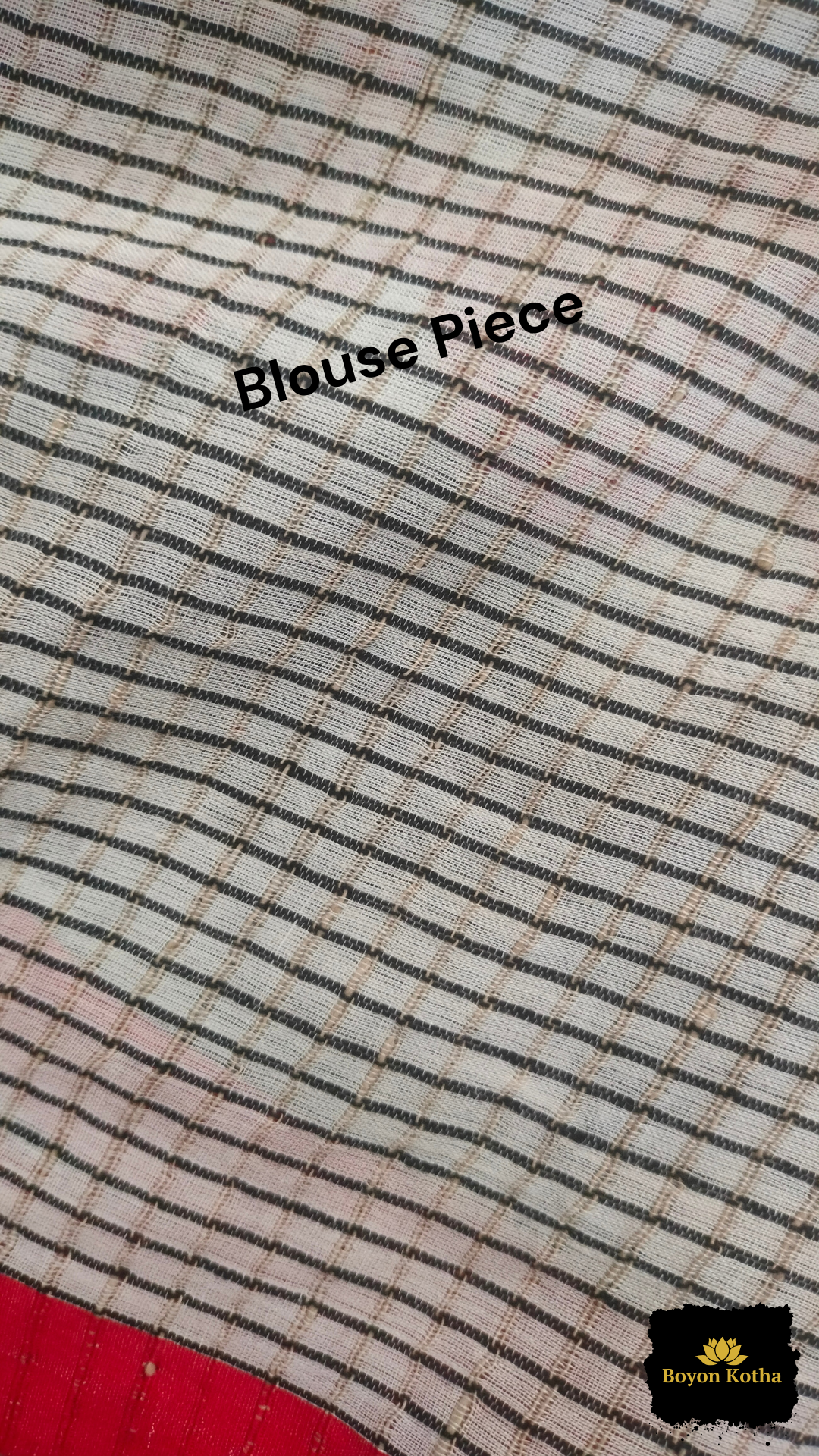 Aarohi Katha – White Handwoven Mercerized Cotton Saree with Woven Black Checks