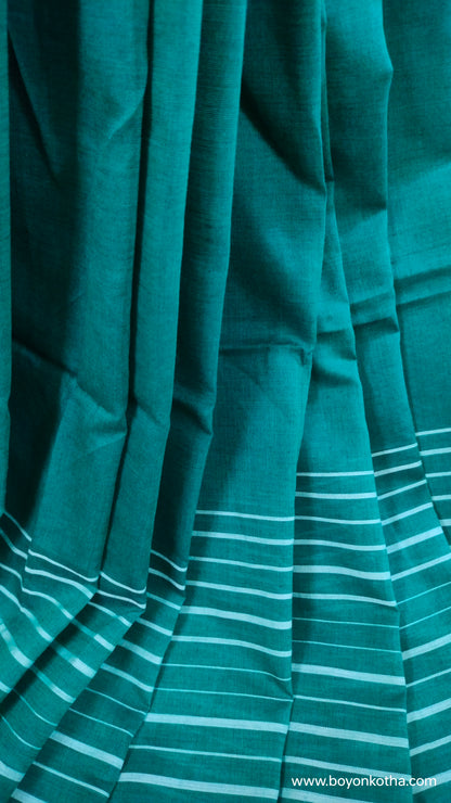 Whispers of Spring - Green Bengal Handloom Cotton Saree