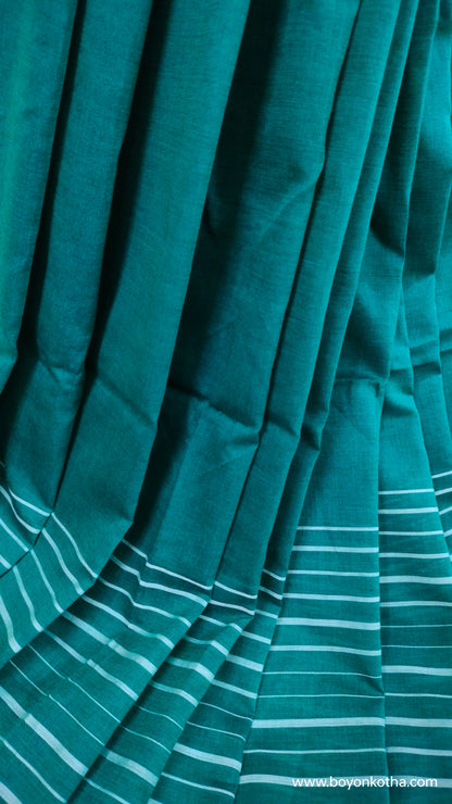 Whispers of Spring - Green Bengal Handloom Cotton Saree