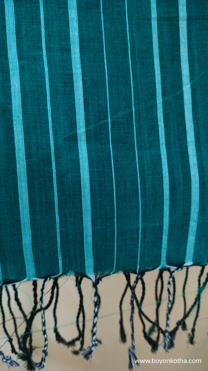 Whispers of Spring - Green Bengal Handloom Cotton Saree