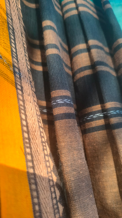 Neel Abha – Teal Dhonekhali Handloom Cotton Saree