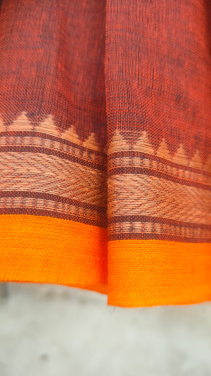 Ranga Mati – Rust Dhonekhali Handloom Cotton Saree