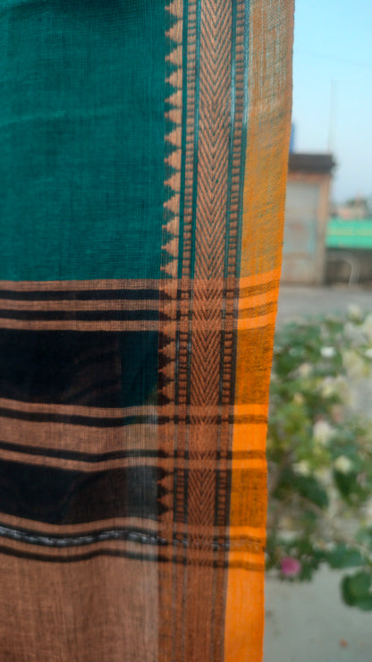 Neel Abha – Teal Dhonekhali Handloom Cotton Saree
