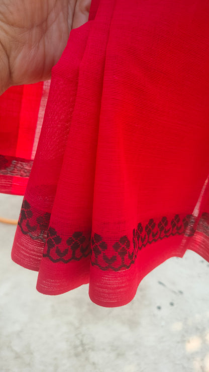 Ranga Abha – Red Dhonekhali Handloom Cotton Saree