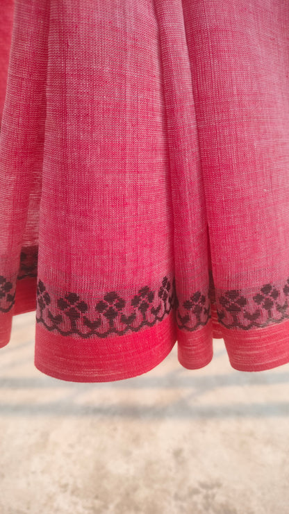 Golap Chhaya – Rose Pink Dhonekhali Handloom Cotton Saree