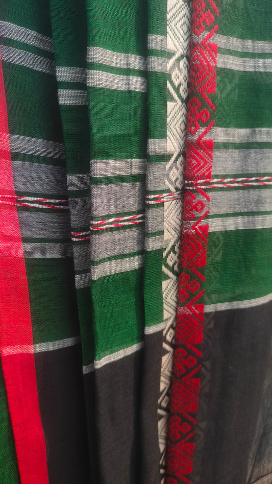 Shobuj Gaatha – Green Dhonekhali Handloom Cotton Saree