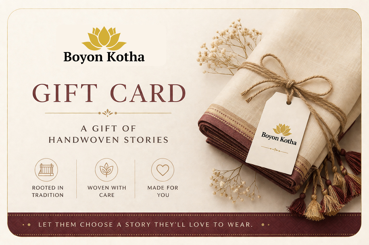 Boyon Kotha Gift Card — A Gift of Handwoven Stories